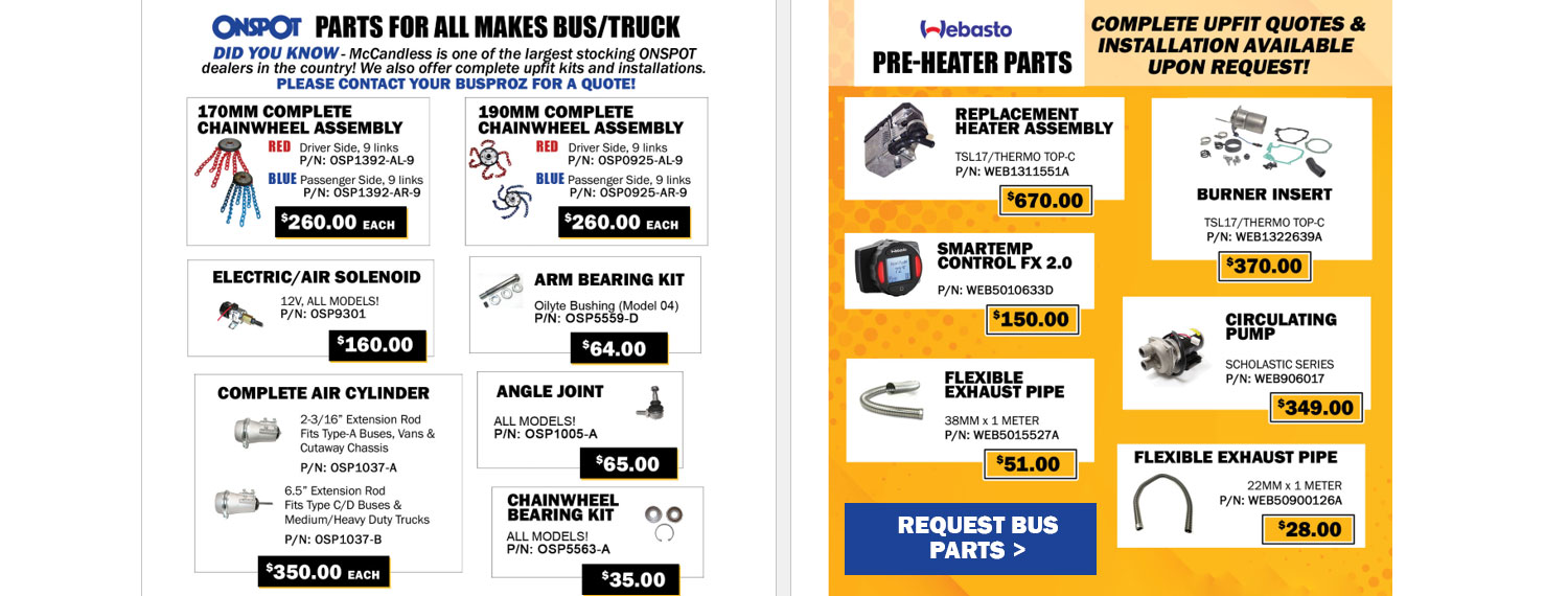 Save on the school bus parts you need most at McCandless Bus Centers