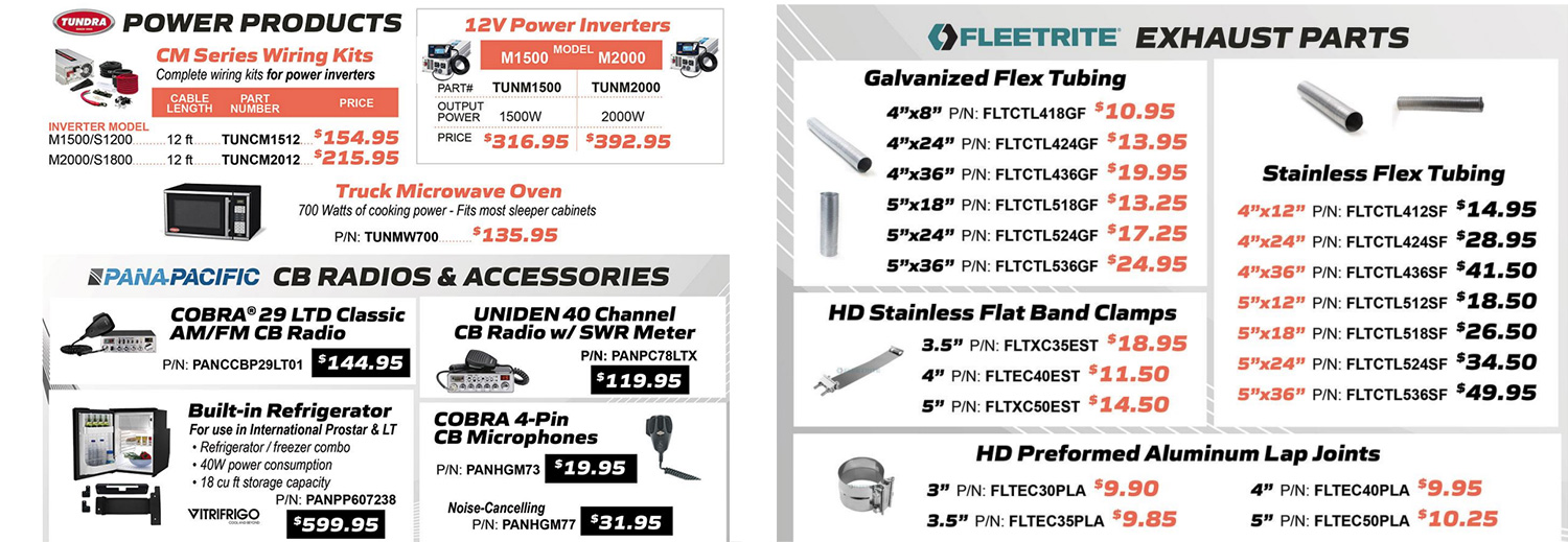 Save on Tundra Power Products, Pana Pacific CB Radios and Fleetrite Exhaust parts at McCandless Truck Center